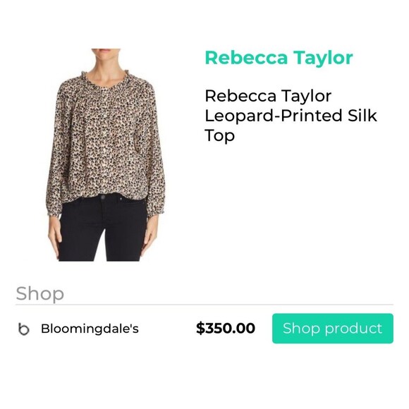 REBECCA TAYLOR $325 Leopard Cheetah 100% Silk Blouse XS Career Old Money Flowy - Picture 4 of 13
